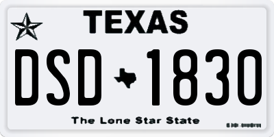 TX license plate DSD1830