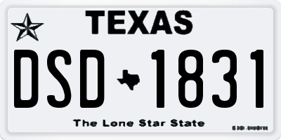 TX license plate DSD1831