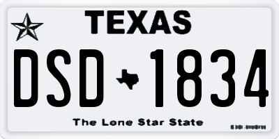 TX license plate DSD1834