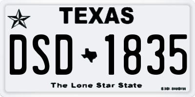 TX license plate DSD1835