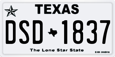 TX license plate DSD1837