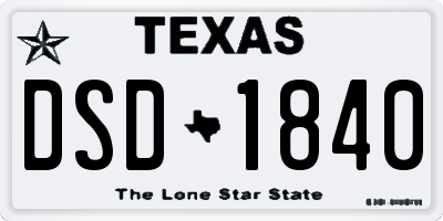 TX license plate DSD1840