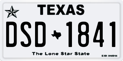 TX license plate DSD1841