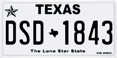 TX license plate DSD1843