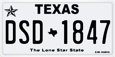 TX license plate DSD1847