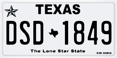 TX license plate DSD1849