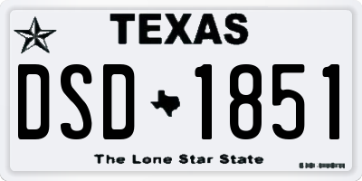 TX license plate DSD1851