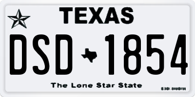 TX license plate DSD1854