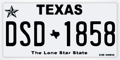 TX license plate DSD1858