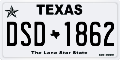 TX license plate DSD1862