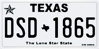 TX license plate DSD1865