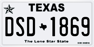 TX license plate DSD1869