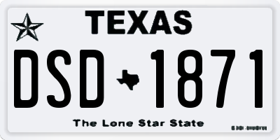 TX license plate DSD1871
