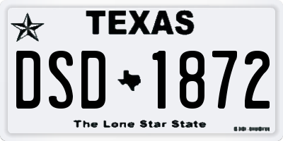 TX license plate DSD1872