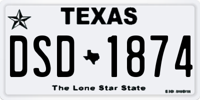 TX license plate DSD1874