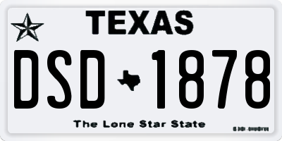 TX license plate DSD1878