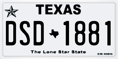 TX license plate DSD1881