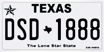 TX license plate DSD1888