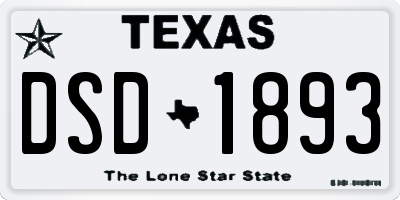 TX license plate DSD1893
