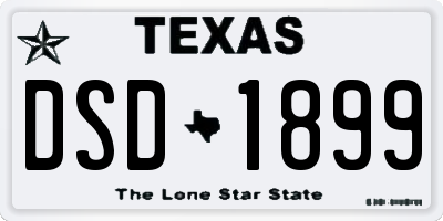 TX license plate DSD1899