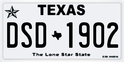 TX license plate DSD1902