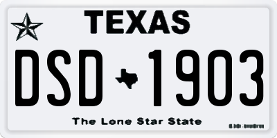 TX license plate DSD1903