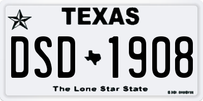 TX license plate DSD1908
