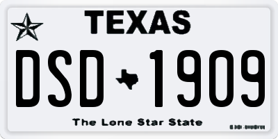 TX license plate DSD1909