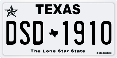 TX license plate DSD1910
