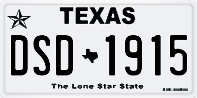 TX license plate DSD1915