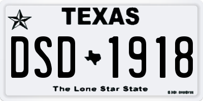 TX license plate DSD1918