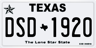 TX license plate DSD1920