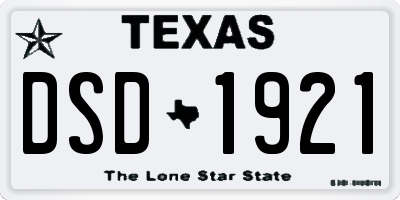 TX license plate DSD1921