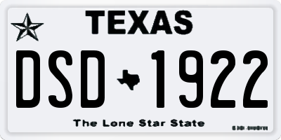 TX license plate DSD1922