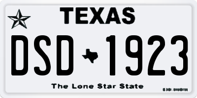 TX license plate DSD1923