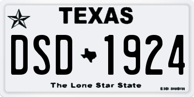 TX license plate DSD1924