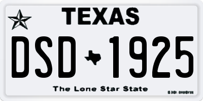 TX license plate DSD1925