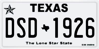 TX license plate DSD1926