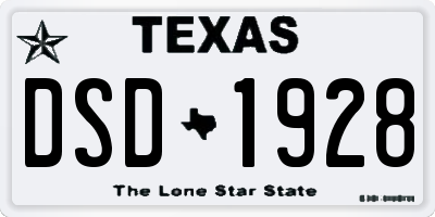 TX license plate DSD1928