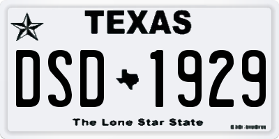 TX license plate DSD1929