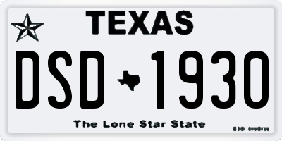 TX license plate DSD1930