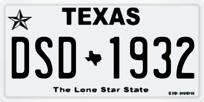TX license plate DSD1932