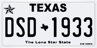 TX license plate DSD1933