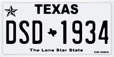 TX license plate DSD1934