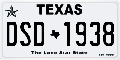 TX license plate DSD1938