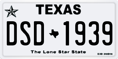 TX license plate DSD1939