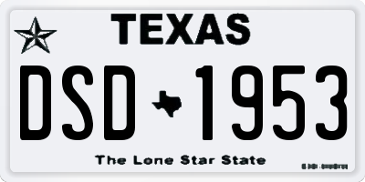 TX license plate DSD1953