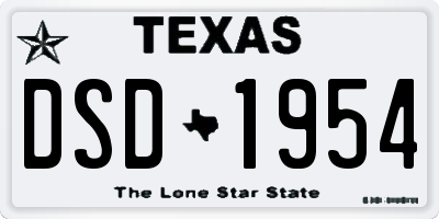 TX license plate DSD1954