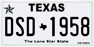 TX license plate DSD1958