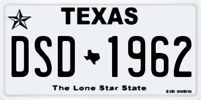 TX license plate DSD1962